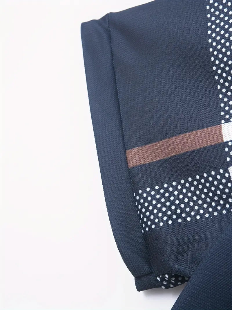 Camisa Polo para Hombre - Diseño de Cuadros - Ajuste Estrecho - Manga Corta Ropa Casual Clásica