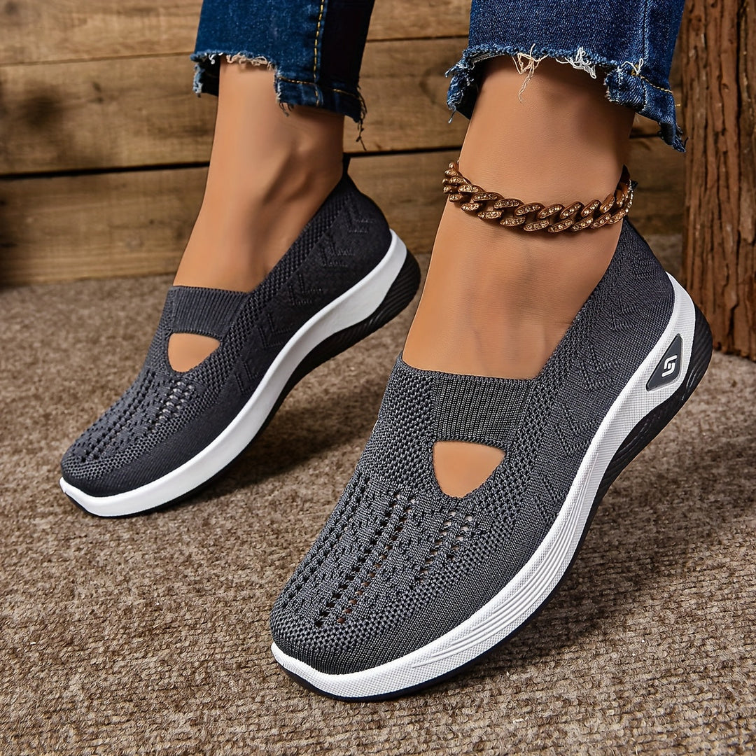 Zapatillas sin cordones para mujer - Tejido transpirable - Suela acolchada - Estilo casual de corte bajo