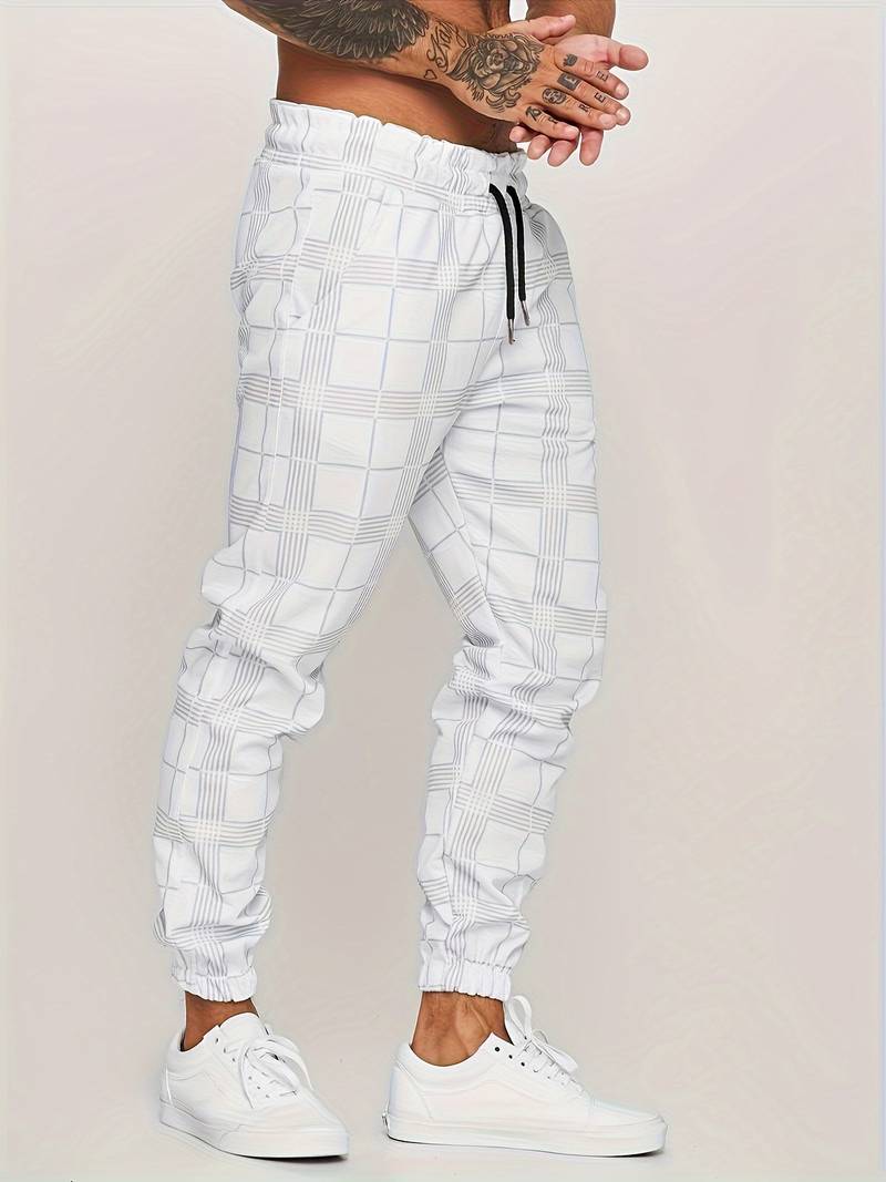 UrbanFit - Nowoczesne męskie joggery Slim Fit w kratkę zapewniające stylowy i wygodny wygląd
