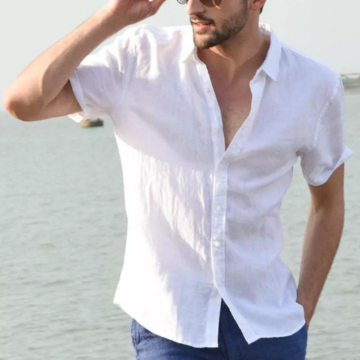 Camisa Casual para Hombres - Ajuste Relajado - Manga Corta - Cuello con Botón