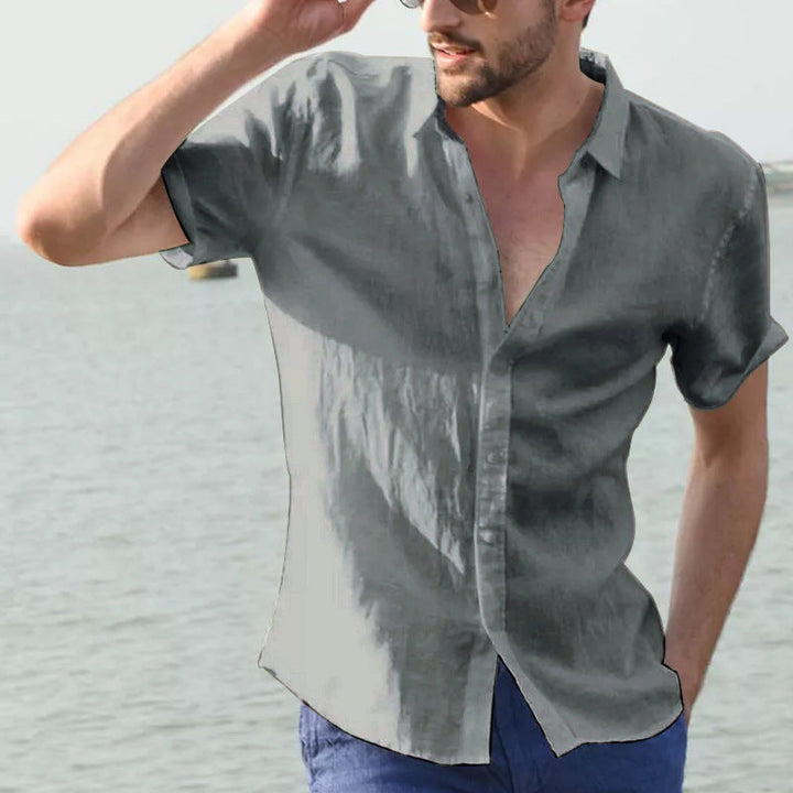 Camisa Casual para Hombres - Ajuste Relajado - Manga Corta - Cuello con Botón