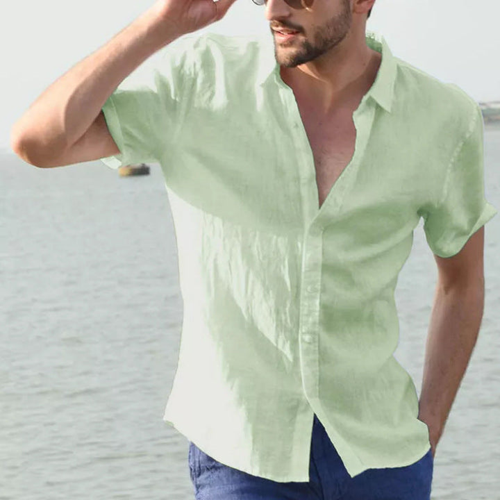 Camisa Casual para Hombres - Ajuste Relajado - Manga Corta - Cuello con Botón