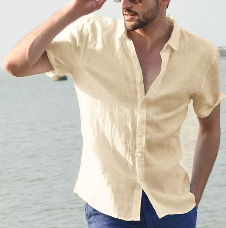 Camisa Casual para Hombres - Ajuste Relajado - Manga Corta - Cuello con Botón