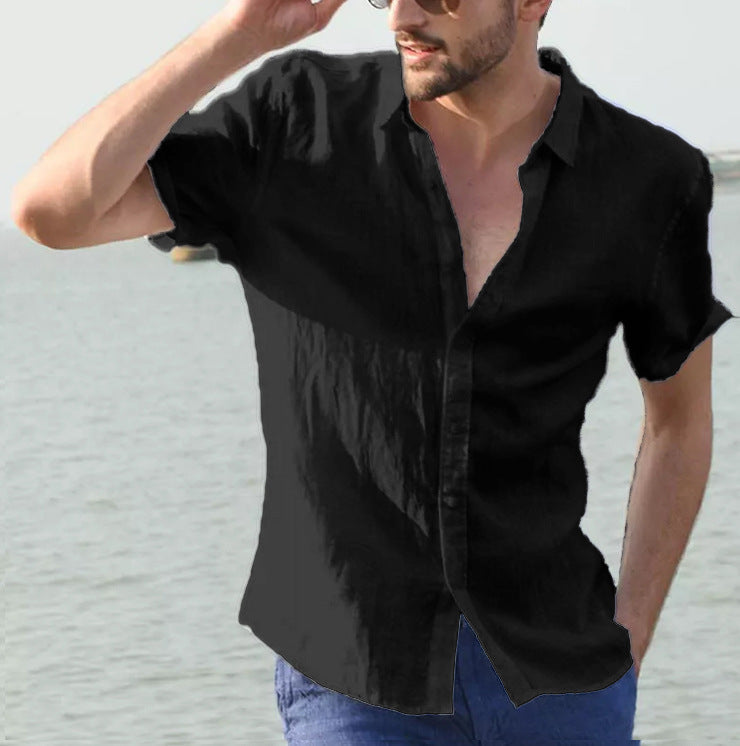 Camisa Casual para Hombres - Ajuste Relajado - Manga Corta - Cuello con Botón