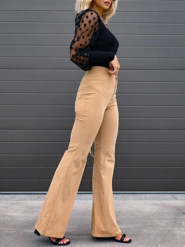 VelvetFlare - Modne damskie spodnie sztruksowe Flare zapewniające stylowy wygląd