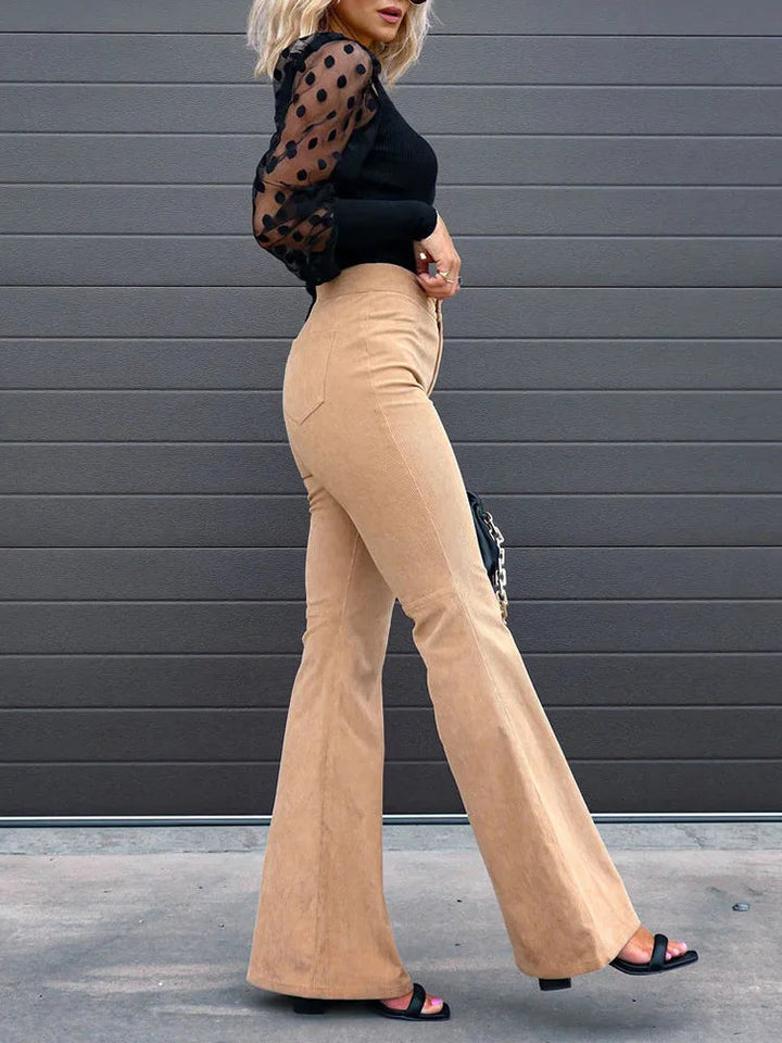 VelvetFlare - Modne damskie spodnie sztruksowe Flare zapewniające stylowy wygląd