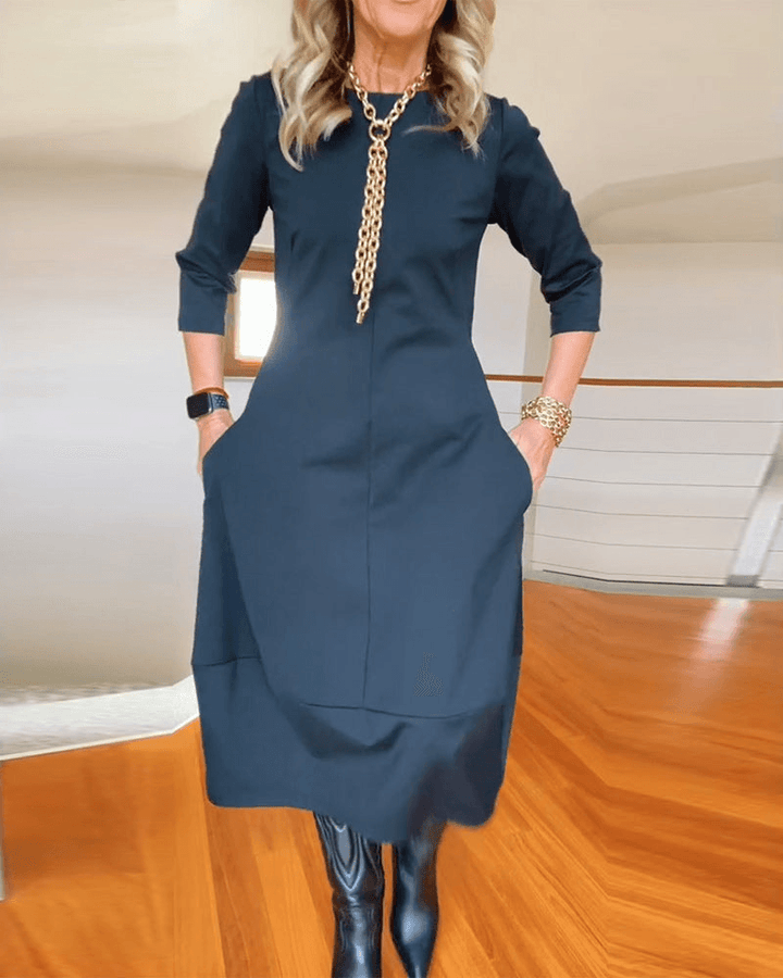 Chic Womens Midi Kleid mit zarten Falten für einen eleganten Look