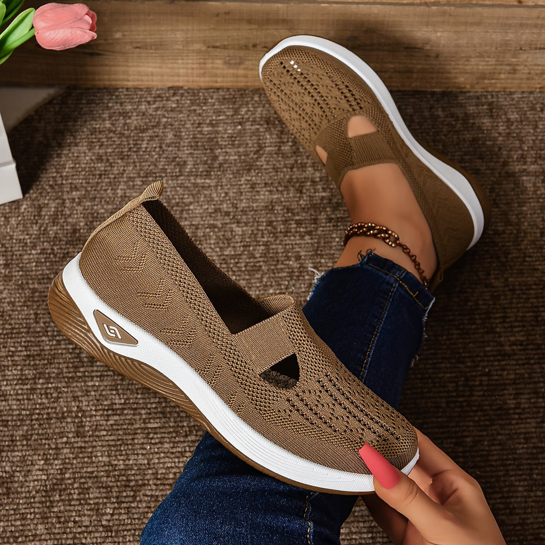 Zapatillas sin cordones para mujer - Tejido transpirable - Suela acolchada - Estilo casual de corte bajo