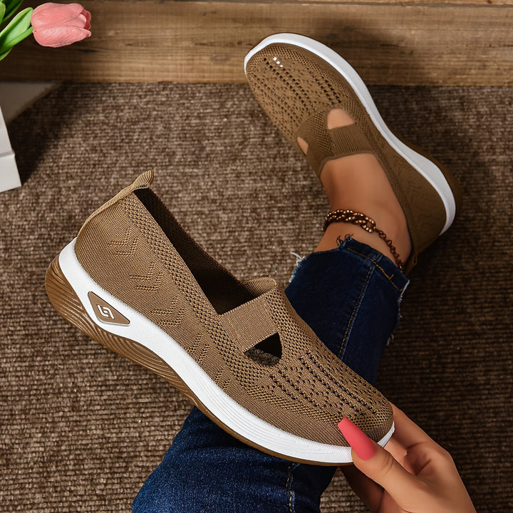 Zapatillas sin cordones para mujer - Tejido transpirable - Suela acolchada - Estilo casual de corte bajo