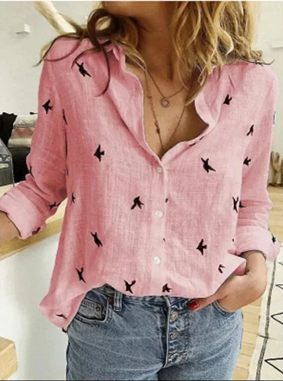 Noa - Elegancka lniana bluzka w stylu vintage dla kobiet