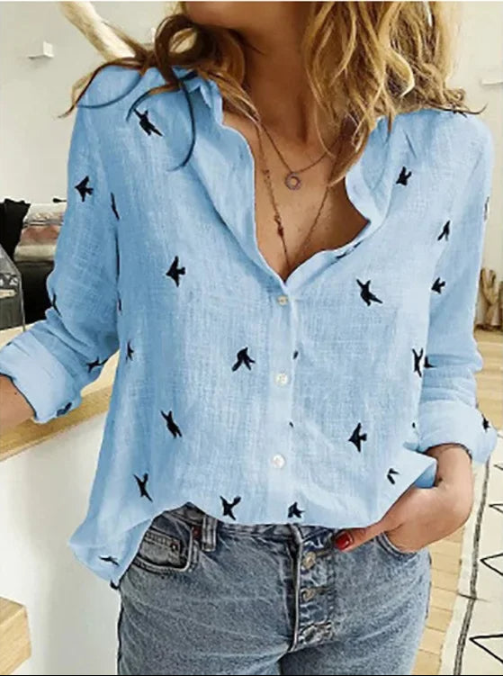 Noa - Elegancka lniana bluzka w stylu vintage dla kobiet