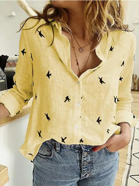 Noa - Elegancka lniana bluzka w stylu vintage dla kobiet