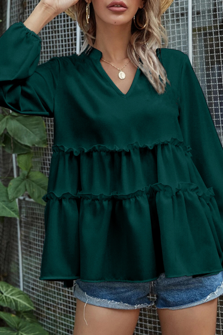 Elegancka damska koszulka V-Ausschnitt-Top z siedziskiem i uchwytami