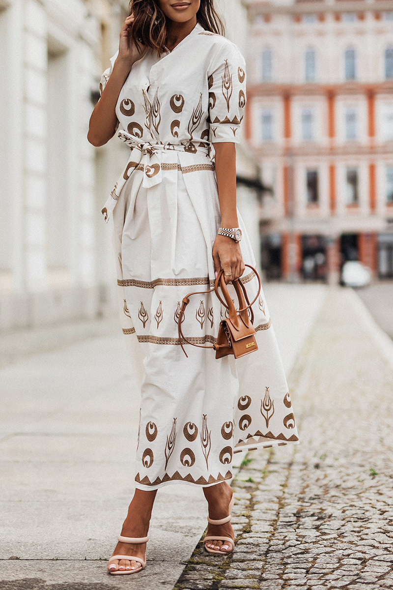 Chic Vintage Kurzarm-Kleid aus weicher Baumwolle