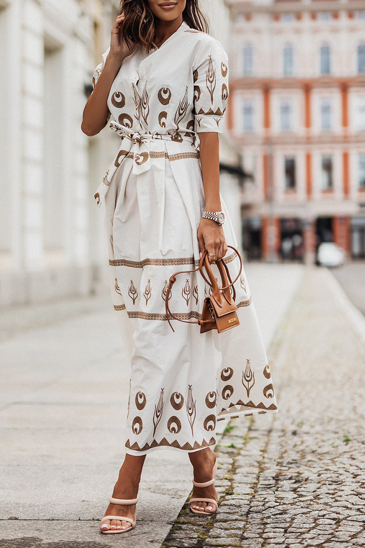 Chic Vintage Kurzarm-Kleid aus weicher Baumwolle