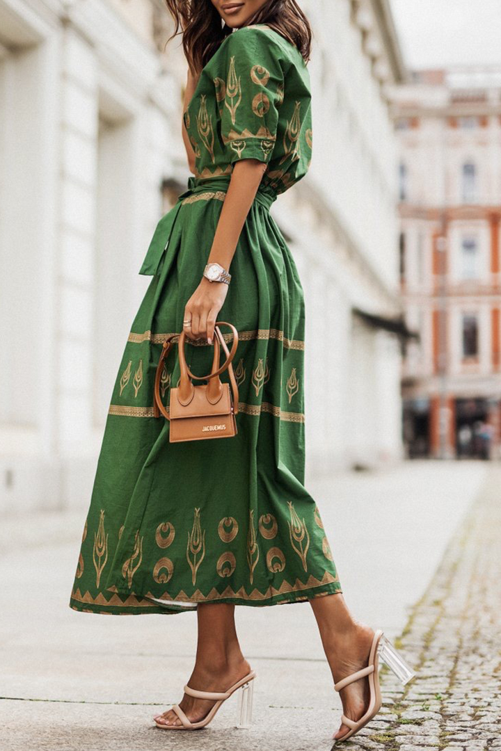 Chic Vintage Kurzarm-Kleid aus weicher Baumwolle