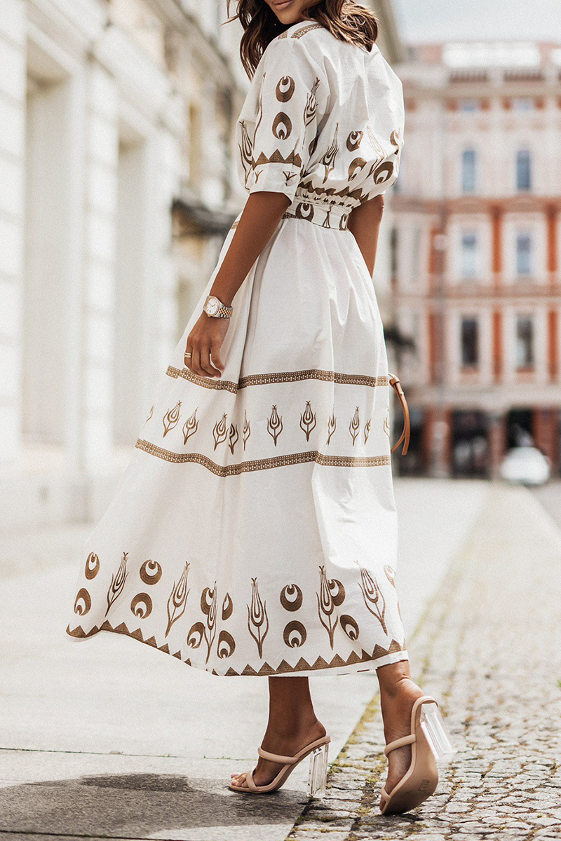 Chic Vintage Kurzarm-Kleid aus weicher Baumwolle