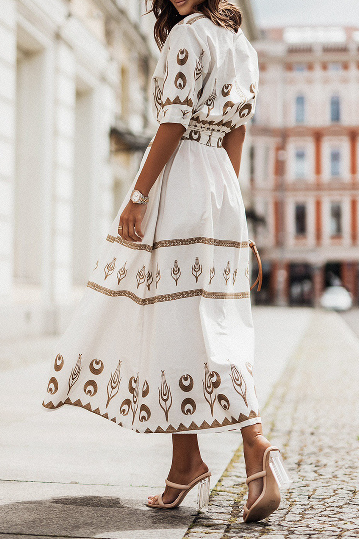 Chic Vintage Kurzarm-Kleid aus weicher Baumwolle
