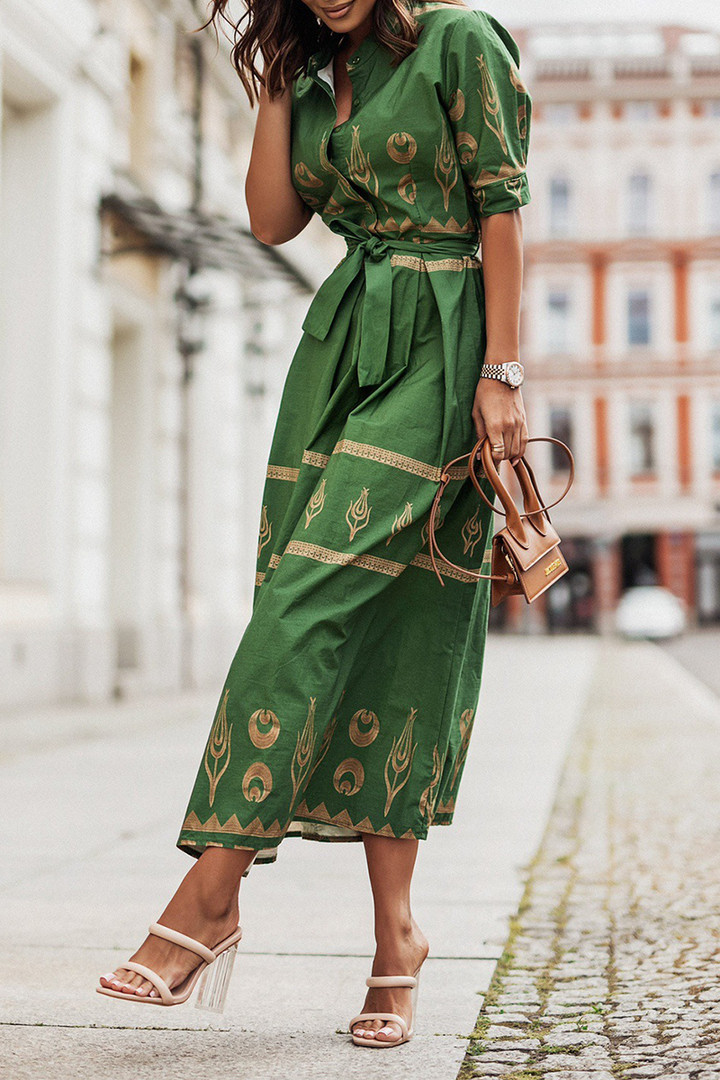 Chic Vintage Kurzarm-Kleid aus weicher Baumwolle