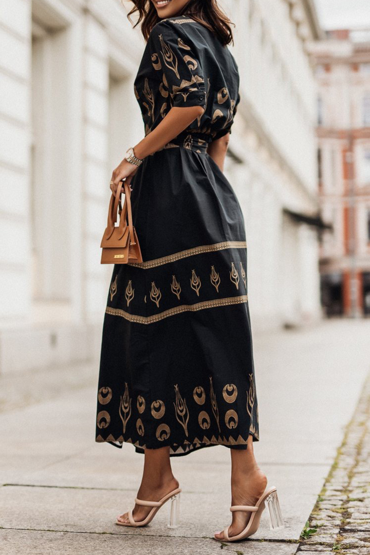 Chic Vintage Kurzarm-Kleid aus weicher Baumwolle