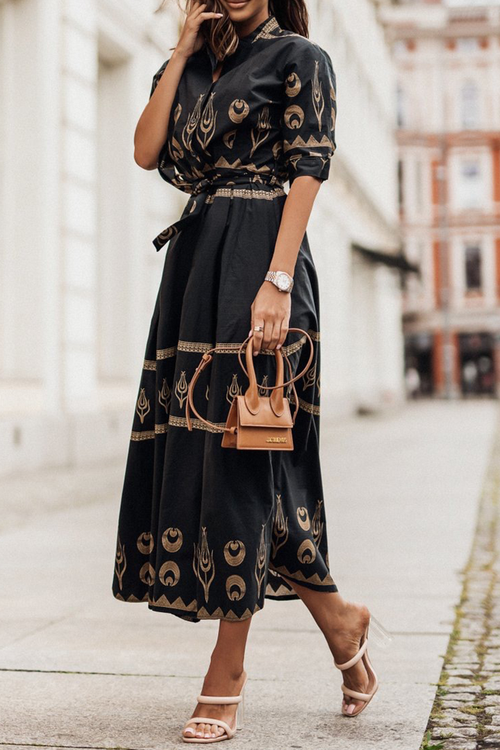 Chic Vintage Kurzarm-Kleid aus weicher Baumwolle