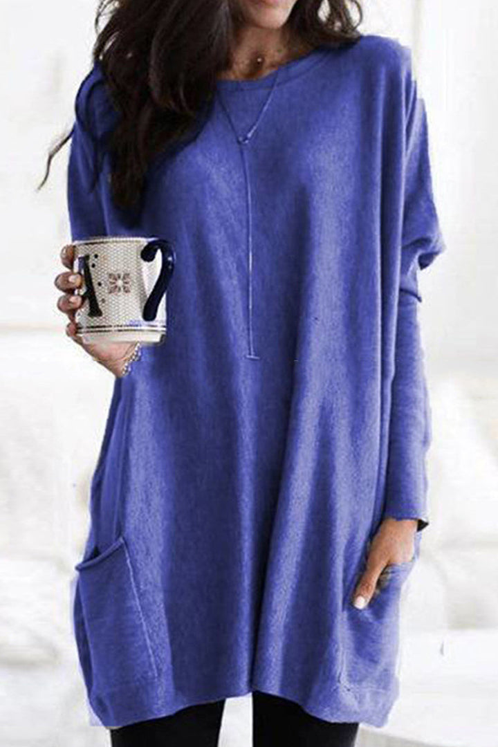Damska koszulka z kołnierzykiem i kieszeniami, styl luźny i praktyczny