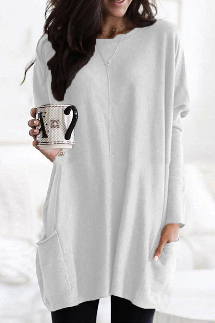 Damska koszulka z kołnierzykiem i kieszeniami, styl luźny i praktyczny