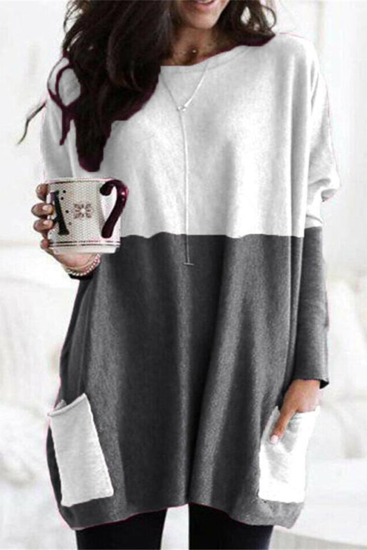 Damska koszulka z kołnierzykiem i kieszeniami, styl luźny i praktyczny