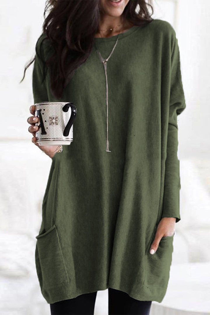 Damska koszulka z kołnierzykiem i kieszeniami, styl luźny i praktyczny