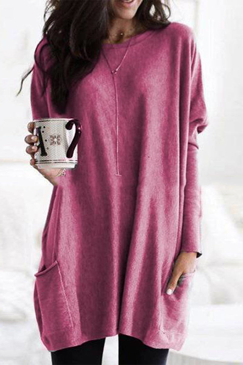 Damska koszulka z kołnierzykiem i kieszeniami, styl luźny i praktyczny