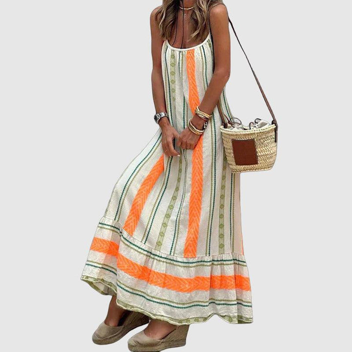 Elegancki pomarańczowy Sommerkleid z lekkiego materiału