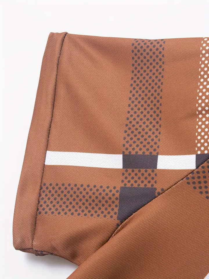 Camisa Polo para Hombre - Diseño de Cuadros - Ajuste Estrecho - Manga Corta Ropa Casual Clásica