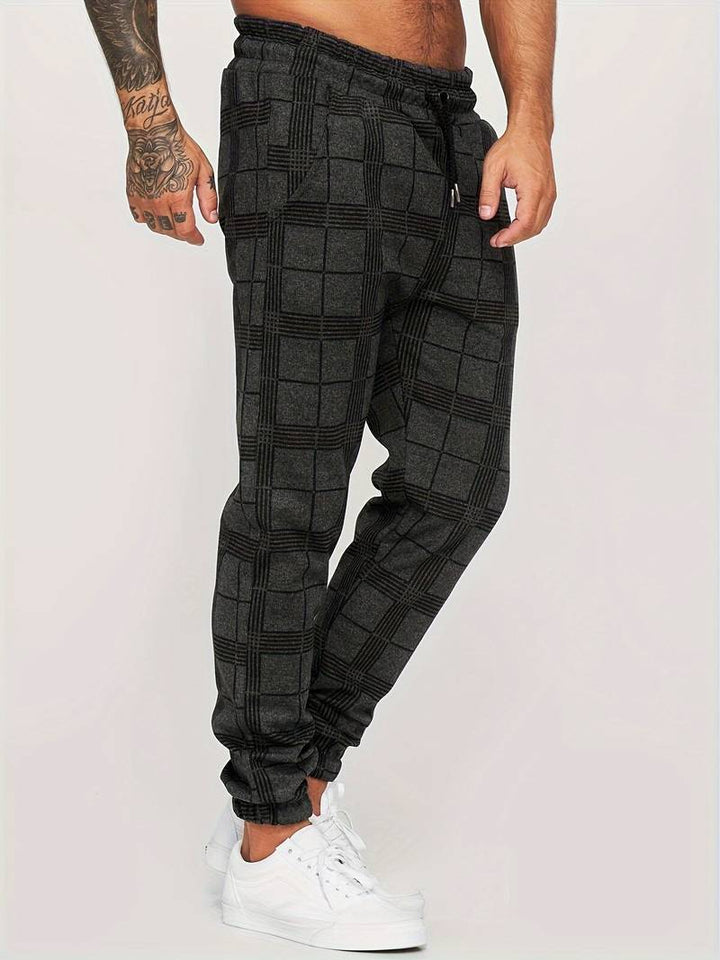 UrbanFit - Nowoczesne męskie joggery Slim Fit w kratkę zapewniające stylowy i wygodny wygląd