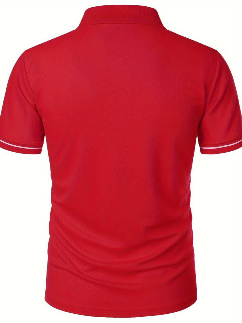 Polos para Hombre - Ajuste Delgado - Manga Corta - Cuarto de Cierre - Detalle de Contraste Elegante