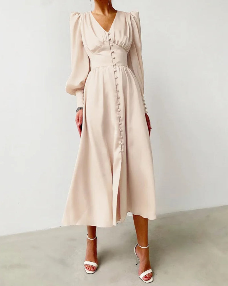 Elegancka satynowa sukienka Maxi Seraphina z dekoltem w szpic dla kobiet