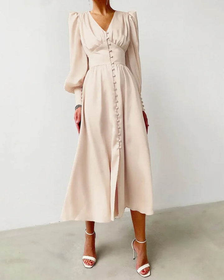 Elegancka satynowa sukienka Maxi Seraphina z dekoltem w szpic dla kobiet
