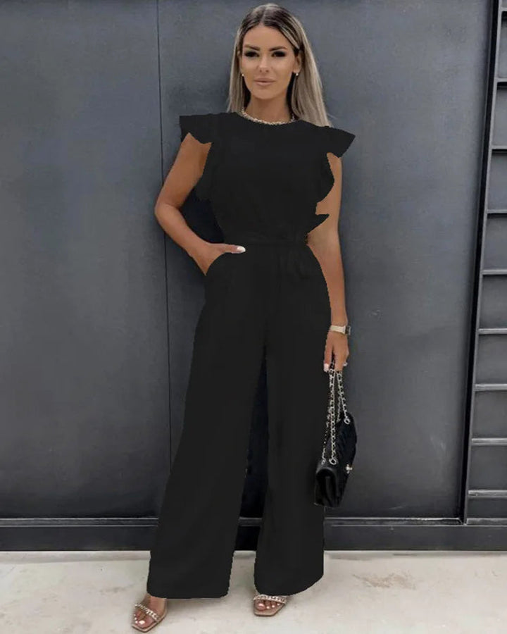 Stylowy elegancki kombinezon z uroczymi motylkowymi rękawami