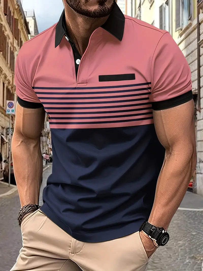 Koszulka polo dla mężczyzn - Slim Fit mit Streifenmuster - Kurzarm, casual i stilvoll