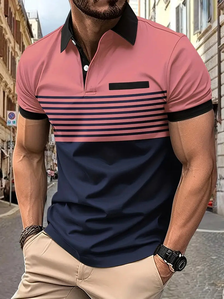 Koszulka polo dla mężczyzn - Slim Fit mit Streifenmuster - Kurzarm, casual i stilvoll