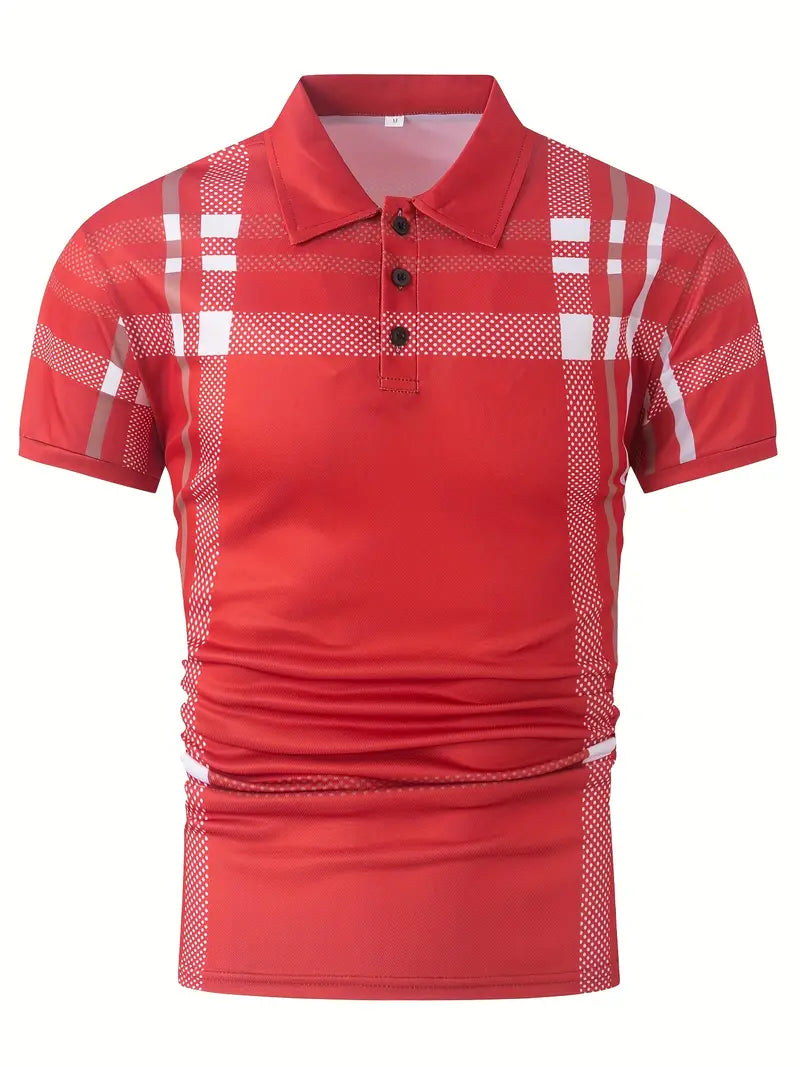 Camisa Polo para Hombre - Diseño de Cuadros - Ajuste Estrecho - Manga Corta Ropa Casual Clásica