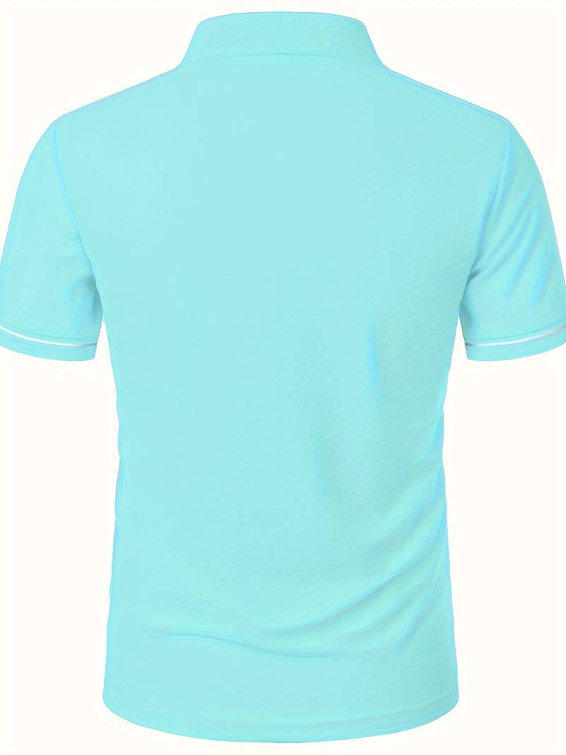 Polos para Hombre - Ajuste Delgado - Manga Corta - Cuarto de Cierre - Detalle de Contraste Elegante