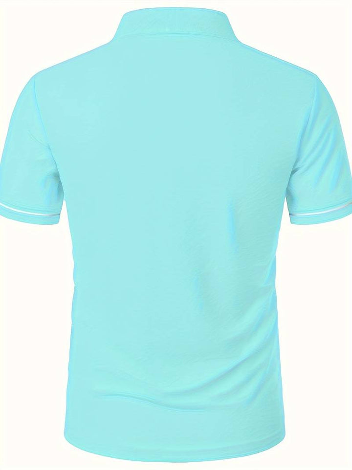 Polos para Hombre - Ajuste Delgado - Manga Corta - Cuarto de Cierre - Detalle de Contraste Elegante
