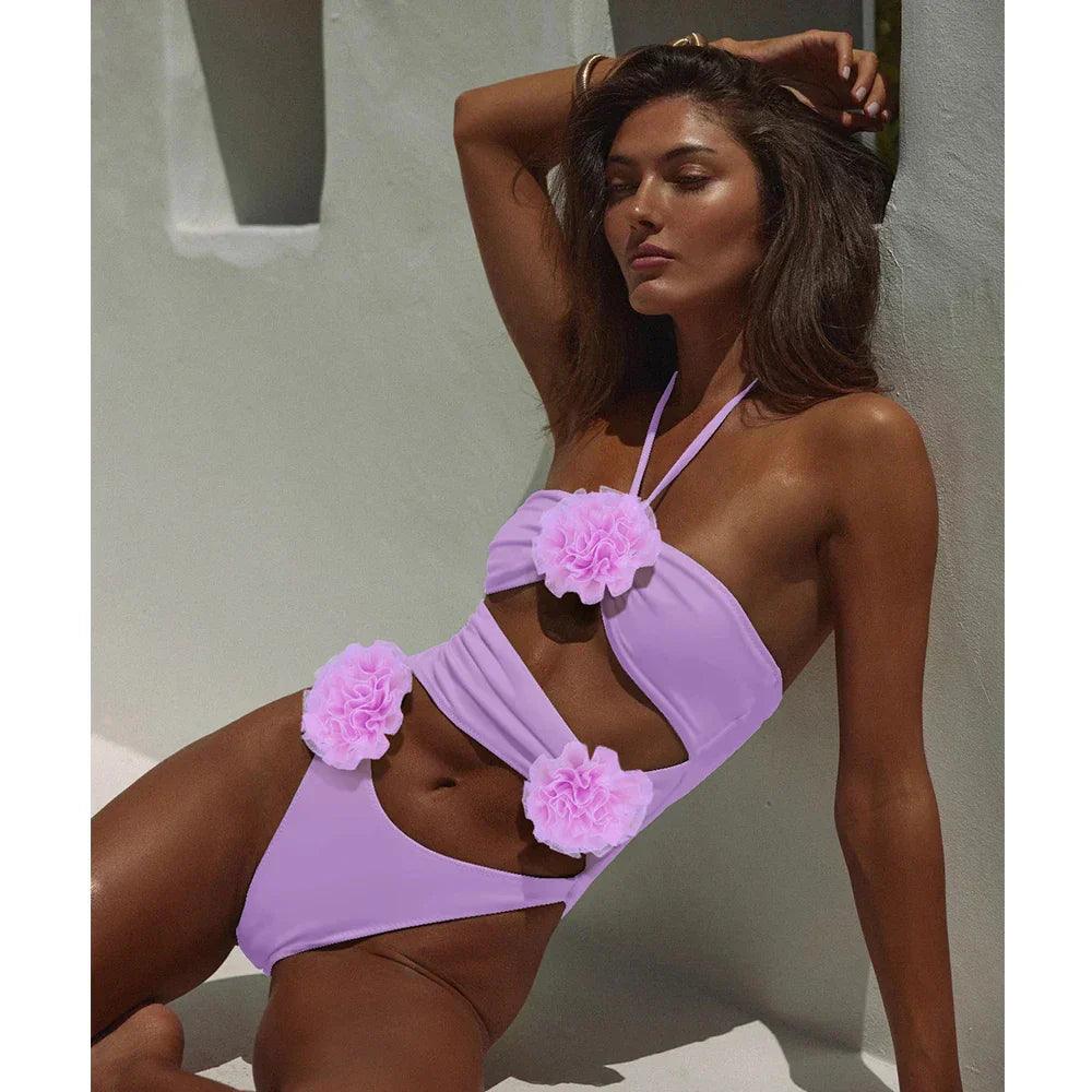 Bluzka kąpielowa Fleuri dla kobiet z dekoltem - Monokini Chic