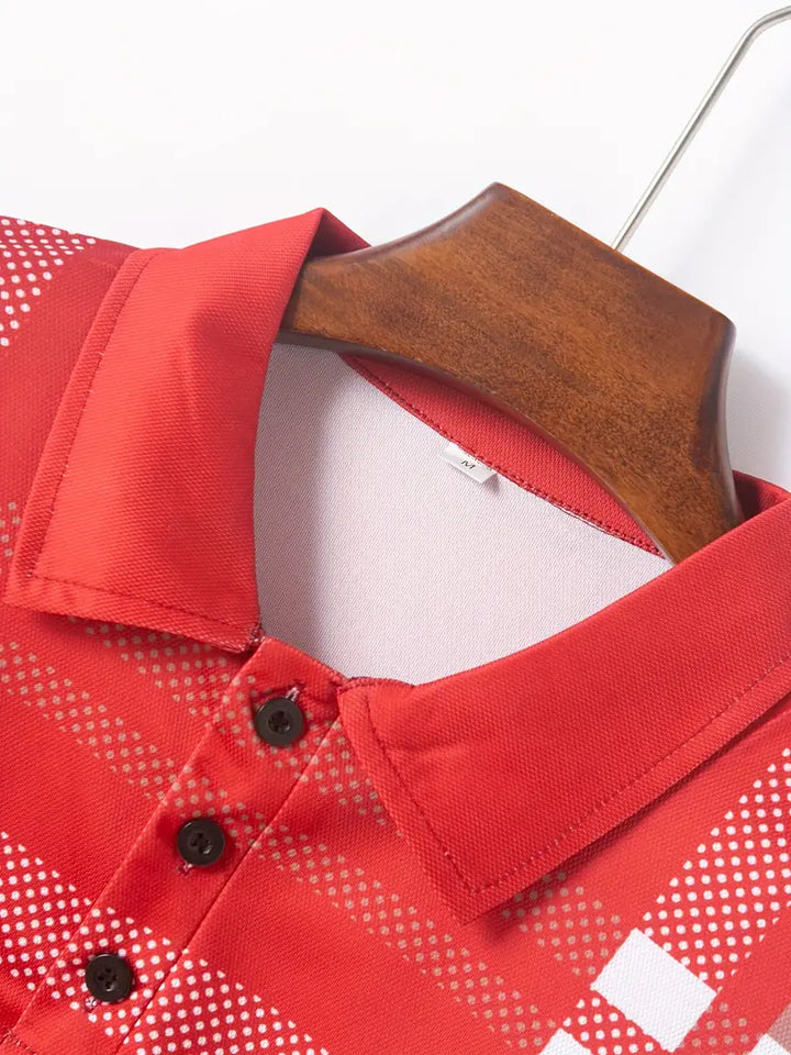 Camisa Polo para Hombre - Diseño de Cuadros - Ajuste Estrecho - Manga Corta Ropa Casual Clásica