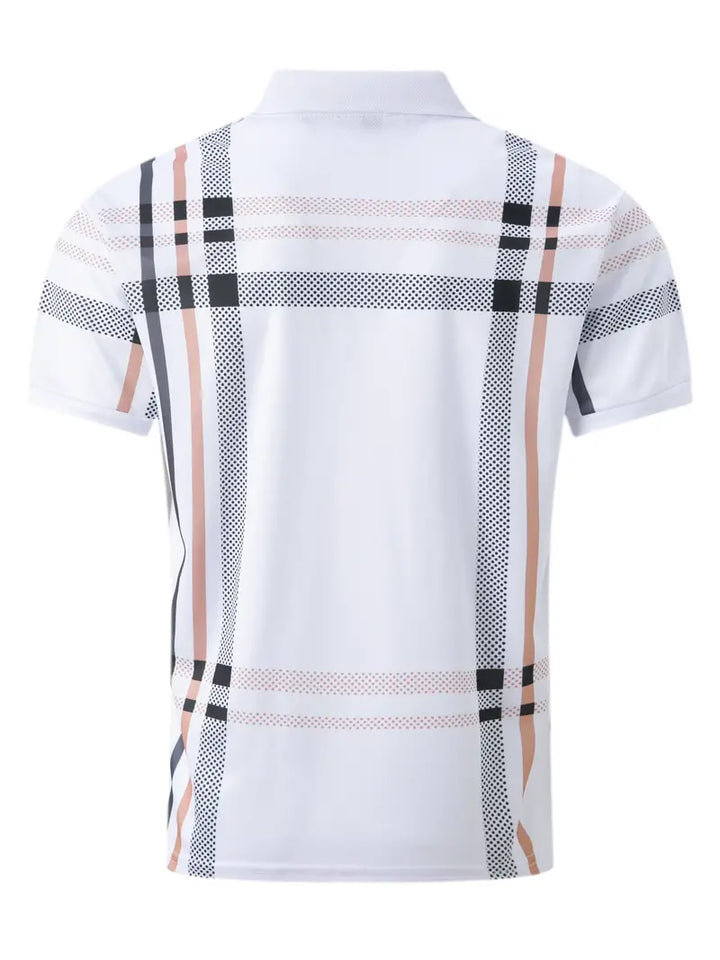 Camisa Polo para Hombre - Diseño de Cuadros - Ajuste Estrecho - Manga Corta Ropa Casual Clásica