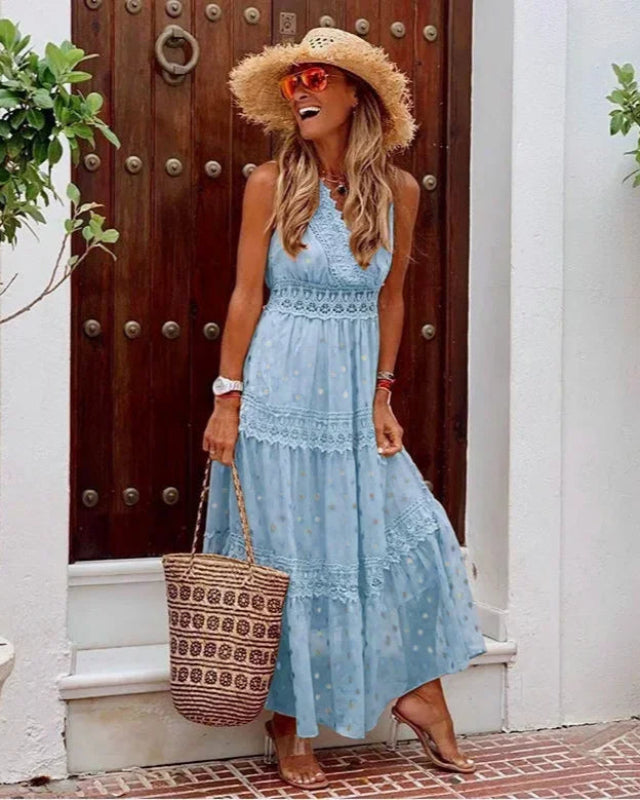 Elegancka długa sukienka Boho Maxi z unikalnym nadrukiem dla doskonałego stylu