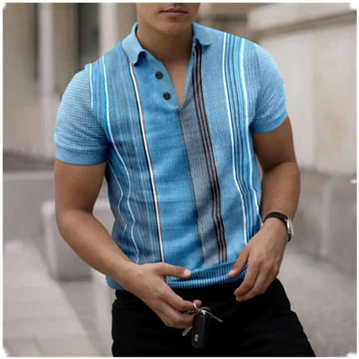 Koszulka polo dla mężczyzn - Slim Fit, Kurzarm, Vertikal gestreift, Klassischer Kragen