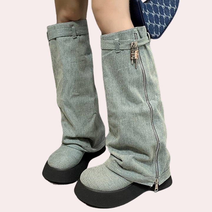 Modne jeansowe botki damskie - DULCE