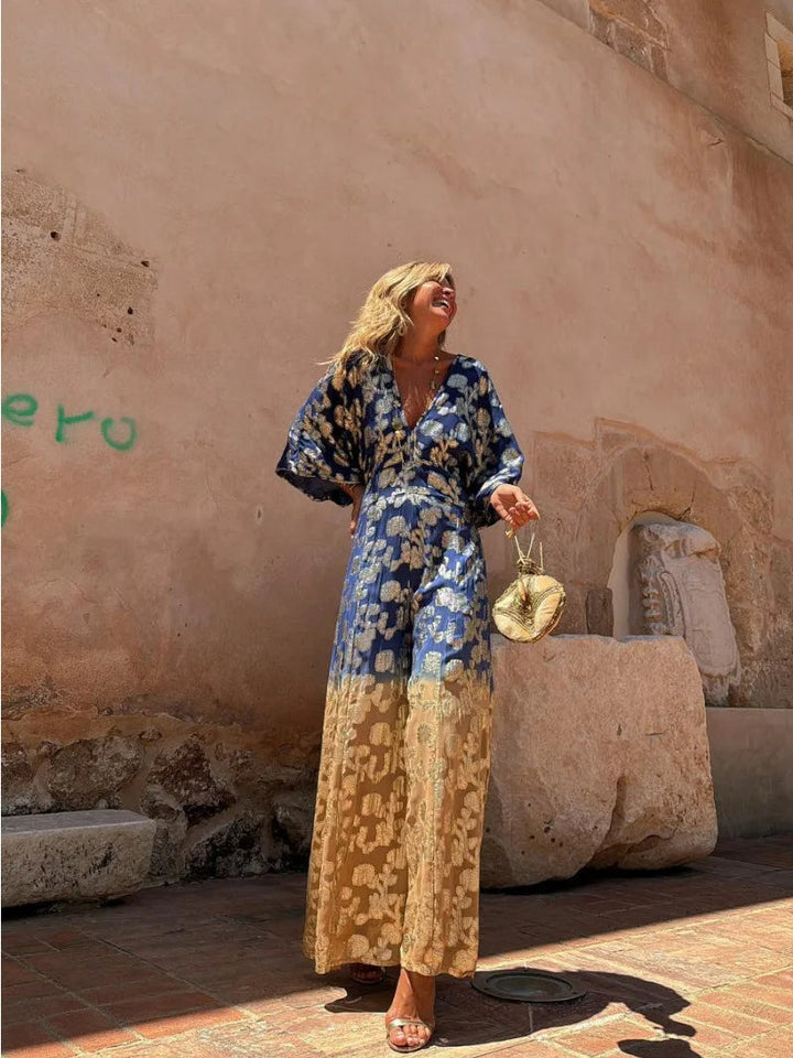 Kaïa - Stylowy kombinezon boho z dekoltem w szpic dla kobiet
