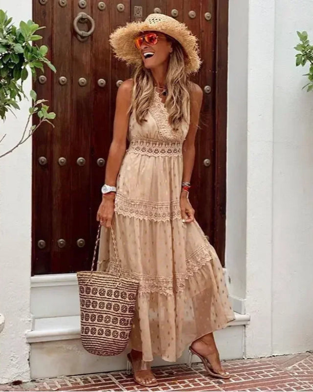 Elegancka długa sukienka Boho Maxi z unikalnym nadrukiem dla doskonałego stylu